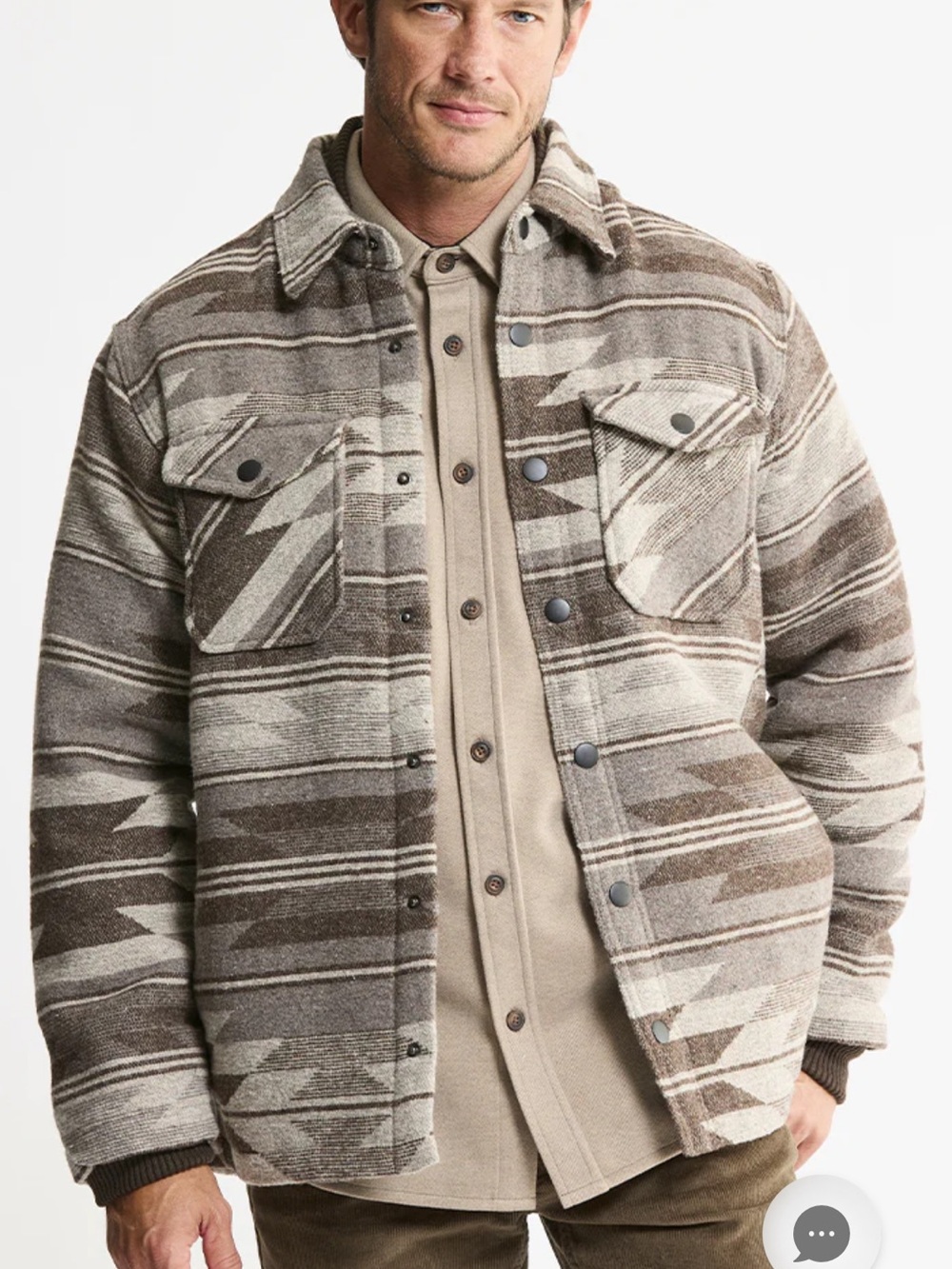 Jachs New York Sherpa Lined Wool Blend Jacket Stone Aztec M NWT